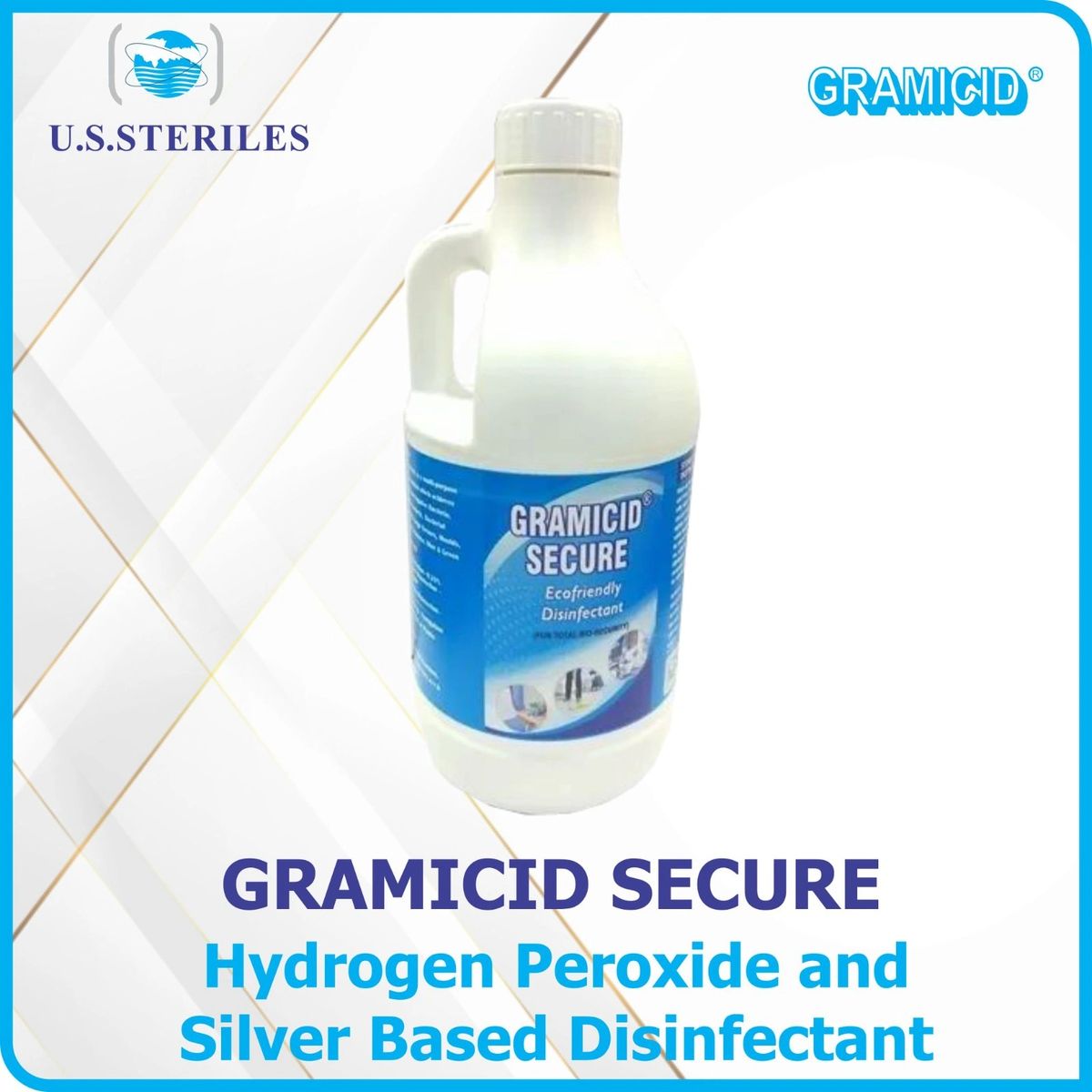 Ussteriles Gramicid Secure Hydrogen Peroxide And Silver Based Disinfectant 1 Lt Bottle 0304